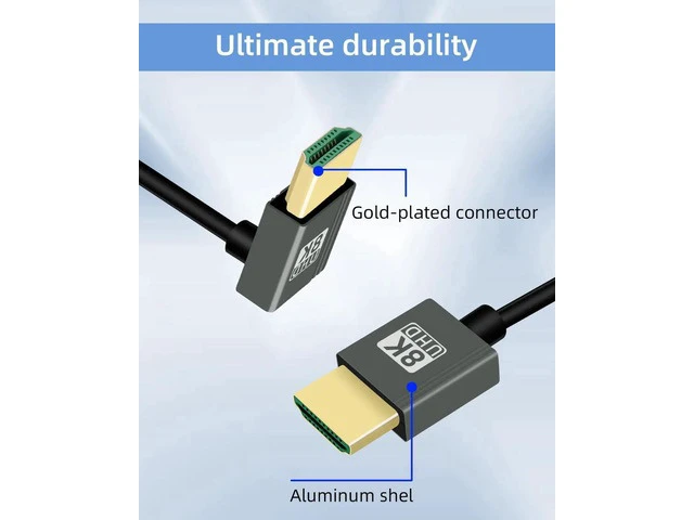 Alt view image 3 of 7 - 8K Up Angle HDMI Coiled Cable 2.2FT, 270 Degree Short HDMI to HDMI Cable, Spring Spiral HDMI 2.1 Cable 8K@60Hz,48Gbps,for Camera/TV/Capture Cards/Tablet