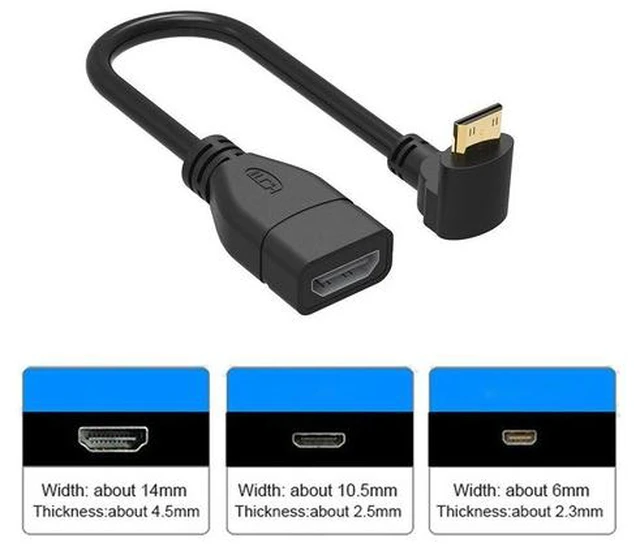 Alt view image 6 of 7 - Right-angle 90 Degree Mini Male to Female -compatibe Converter Adapter Cable Converter Adapter HDTV Connector