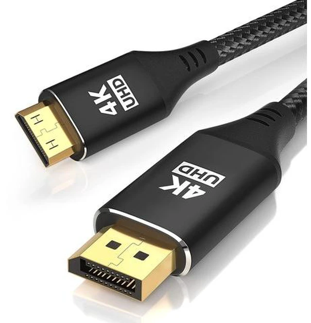 Main image of 4K DisplayPort to Mini HDMI Cable 6FT DP to Mini HDMI Male Video UHD 1440P/2K@120Hz 4K@30 Nylon DP to Mini HDMI Uni-Directional Cord for Desktop AMD NVIDIA HP ThinkPad