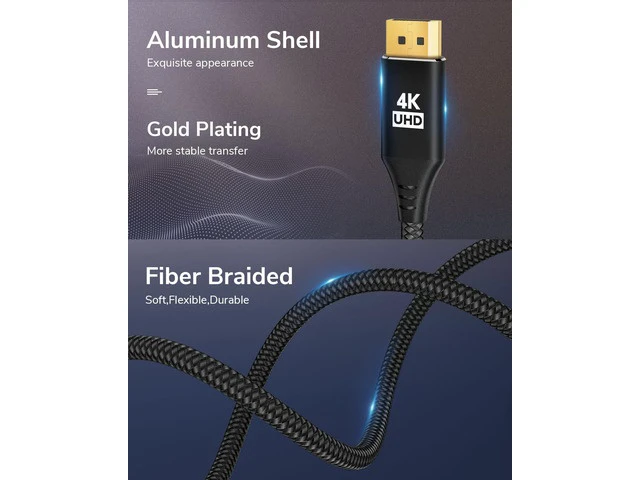 Alt view image 7 of 7 - 4K DisplayPort to Mini HDMI Cable 6FT DP to Mini HDMI Male Video UHD 1440P/2K@120Hz 4K@30 Nylon DP to Mini HDMI Uni-Directional Cord for Desktop AMD NVIDIA HP ThinkPad