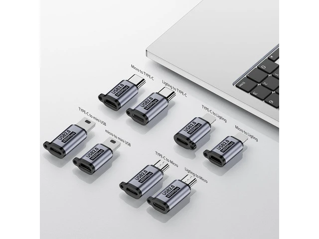 Alt view image 2 of 7 - USB C/Lighting to Micro USB Adapter Type C/Micro USB to Lighting Converter Micro USB/Lighting to USB C Extender USB C/Micro USB to Mini USB Connector (8 Pack)