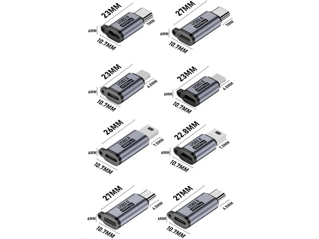 Alt view image 7 of 7 - USB C/Lighting to Micro USB Adapter Type C/Micro USB to Lighting Converter Micro USB/Lighting to USB C Extender USB C/Micro USB to Mini USB Connector (8 Pack)