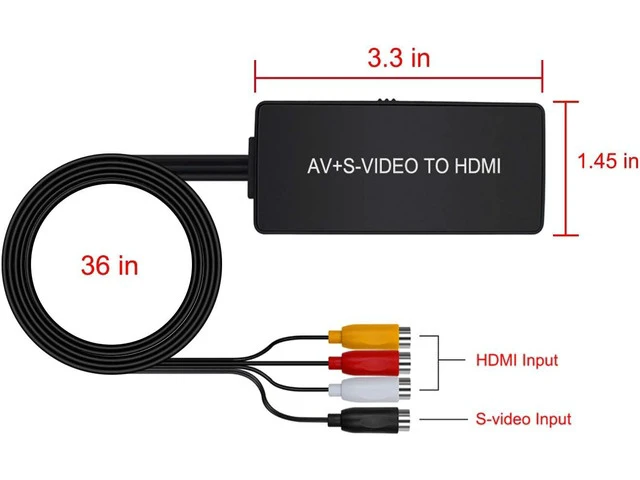 Alt view image 5 of 5 - RCA Composite Video and Svideo to HDMI Converter Resolution 1080P/ 720P Compatible with WII/WII U PS1/ 2/3 STB Xbox VHS VCR Blue-Ray DVD Players