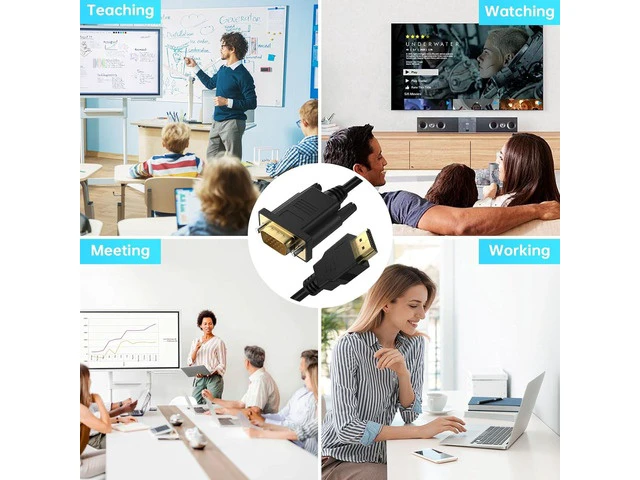 Alt view image 7 of 7 - HDMI to VGA Cable 6ft Anti-Interference Gold-Plated Plugs 1080P@60Hz Aluminum HDMI Source to VGA Display Adapter (Male to Male) Compatible for PC Laptop Xbox PS5 Monitor More