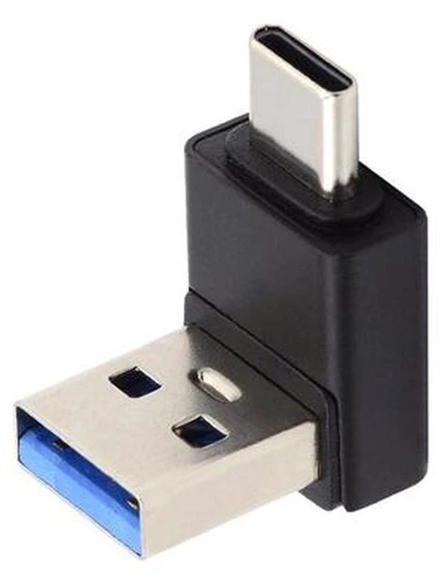 Main image of USB3.0 Type A Male to USB 3.1 Type C Male Data 10Gbps Charge Adapter Up Angled 90 Degree for Phone Laptop