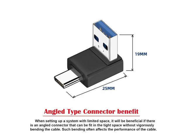 Alt view image 6 of 7 - USB3.0 Type A Male to USB 3.1 Type C Male Data 10Gbps Charge Adapter Up Angled 90 Degree for Phone Laptop