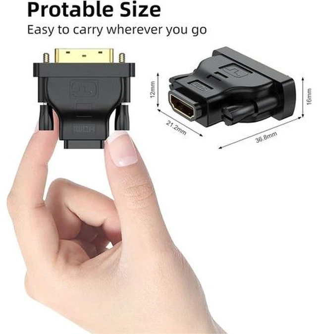 Alt view image 3 of 7 - DVI to HDMI Adapter 2-Pack Bidirectional Female HDMI to DVI-D(24+1) Male Adapter with Gold-Plated for Computer Monitor Projector TV PS3/4/5 Nintendo Switch and More