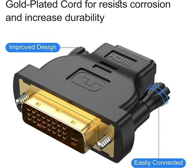 Alt view image 5 of 7 - DVI to HDMI Adapter 2-Pack Bidirectional Female HDMI to DVI-D(24+1) Male Adapter with Gold-Plated for Computer Monitor Projector TV PS3/4/5 Nintendo Switch and More