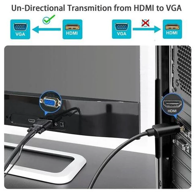 Alt view image 6 of 7 - HDMI to VGA 6FT Gold-Plated HDMI to VGA Cable (Male to Male) Compatible for Computer Desktop Laptop PC Monitor Projector HDTV Raspberry Pi Xbox and More (1)