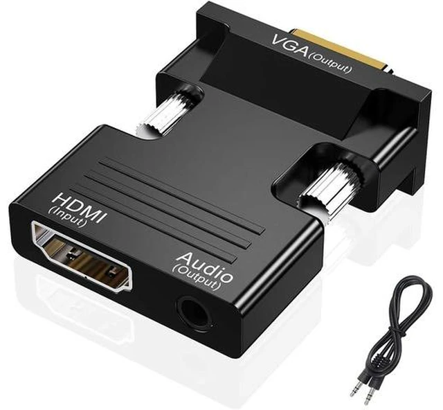 Main image of HDMI to VGA Adapter Converter Audio Output Computer Set-top Box Connector Dongle for Laptop PC Monitor Projector HDTV Chromebook Xbox -3.5mm Stereo Cable Included