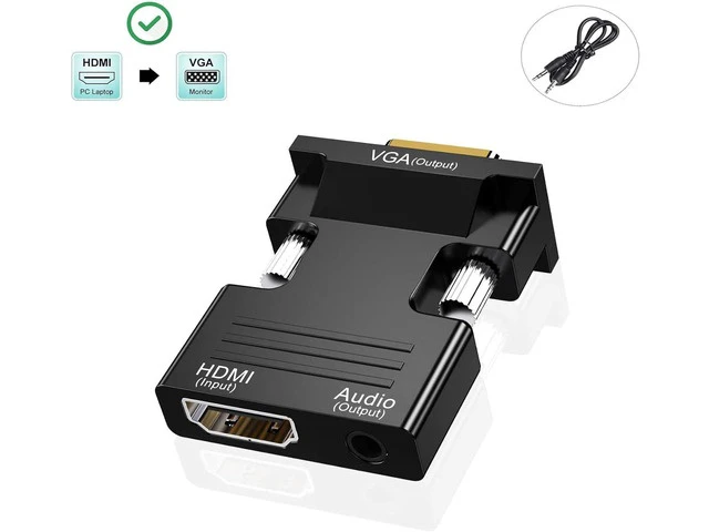 Alt view image 3 of 6 - HDMI to VGA Adapter Converter Audio Output Computer Set-top Box Connector Dongle for Laptop PC Monitor Projector HDTV Chromebook Xbox -3.5mm Stereo Cable Included