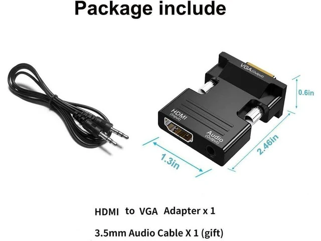 Alt view image 5 of 6 - HDMI to VGA Adapter Converter Audio Output Computer Set-top Box Connector Dongle for Laptop PC Monitor Projector HDTV Chromebook Xbox -3.5mm Stereo Cable Included