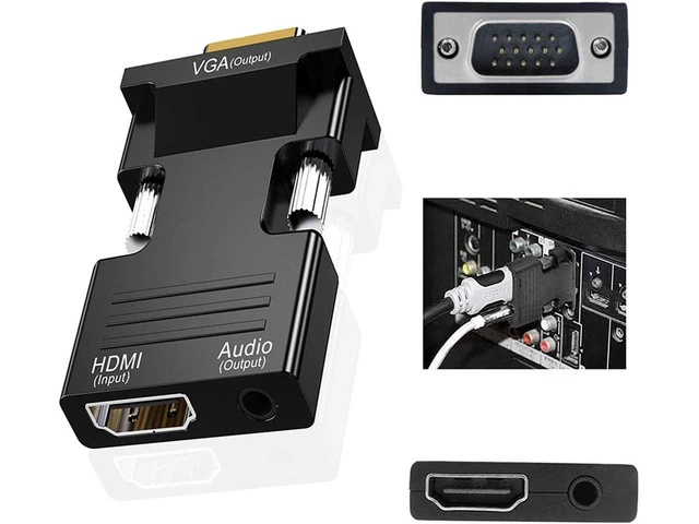 Alt view image 6 of 6 - HDMI to VGA Adapter Converter Audio Output Computer Set-top Box Connector Dongle for Laptop PC Monitor Projector HDTV Chromebook Xbox -3.5mm Stereo Cable Included