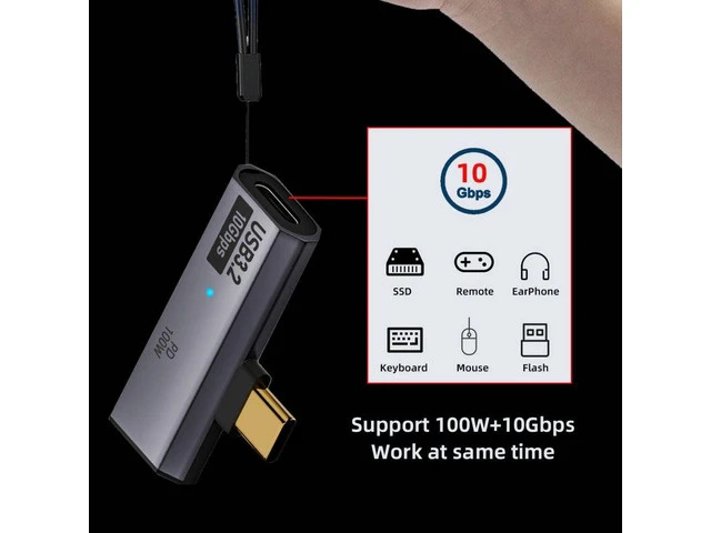 Alt view image 7 of 7 - 2 in 1 USB C to USB 3.2 Adapter with 100W Charging Port USB C 1 Male to 2 Female Fast Charging Data Transfer OTG Converter Adapter