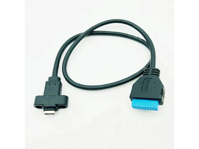 Alt view image 2 of 6 - Connectors USB3.0 20/19Pin to Type-C Single Port USB 3.1 Type C USB-C Female to USB 3.0 Motherboard 19pin Header Cable 50cm