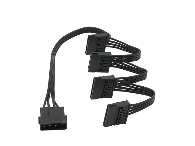 Alt view image 3 of 5 - 4 Pin Male to SATA 15 Pin Female Power Supply Cable 1 to 4 Cord Hard Drive IDE M-olex to 4-Port 15Pin SATA Power Cable 30 inch