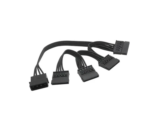 Alt view image 2 of 5 - 4 Pin Male to SATA 15 Pin Female Power Supply Cable 1 to 4 Cord Hard Drive IDE M-olex to 4-Port 15Pin SATA Power Cable 30 inch