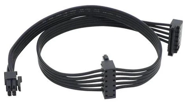 Alt view image 4 of 5 - Small 6Pin to Dual SATA SSD Power Supply Cable MINI 6Pin Turn 2 x SATA Hard Drive Power Cord For Dell Main Board Interface