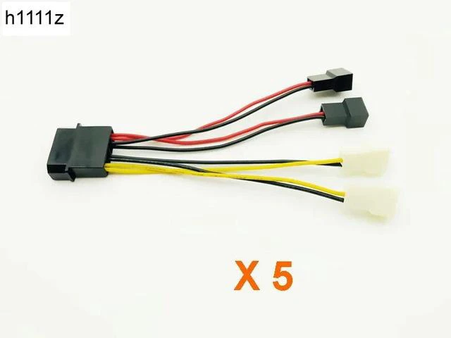 Main image of 5PCS Computer Fan Power Cable 4Pin Molex to Four 3Pin Power Cable Adapter Connector 12v*2 or 5v*2 for CPU PC Case Fan Cables