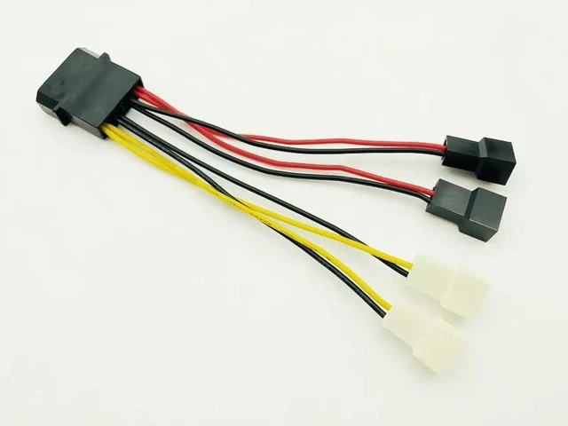 Alt view image 2 of 6 - 5PCS Computer Fan Power Cable 4Pin Molex to Four 3Pin Power Cable Adapter Connector 12v*2 or 5v*2 for CPU PC Case Fan Cables
