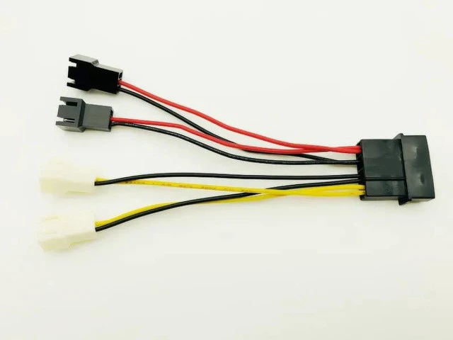 Alt view image 3 of 6 - 5PCS Computer Fan Power Cable 4Pin Molex to Four 3Pin Power Cable Adapter Connector 12v*2 or 5v*2 for CPU PC Case Fan Cables