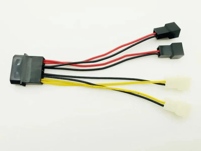 Alt view image 6 of 6 - 5PCS Computer Fan Power Cable 4Pin Molex to Four 3Pin Power Cable Adapter Connector 12v*2 or 5v*2 for CPU PC Case Fan Cables