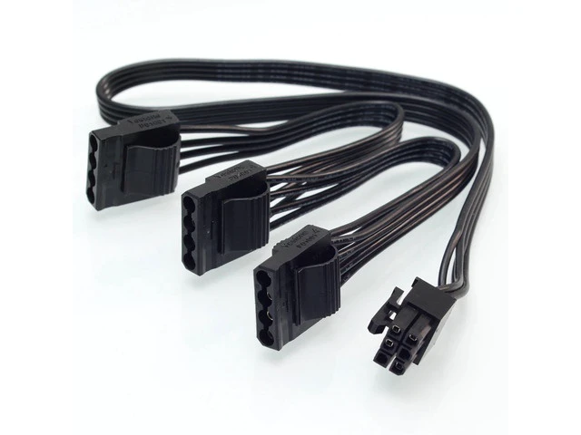 Alt view image 2 of 3 - PCI-e 6Pin 1 to 3 IDE Female Power Supply Cable GPU 6Pin to 4Pin Molex Port Multiplier For Seasonic KM3 Series