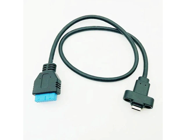 Alt view image 6 of 6 - Connectors USB3.0 20/19Pin to Type-C Single Port USB 3.1 Type C USB-C Female to USB 3.0 Motherboard 19pin Header Cable 50cm