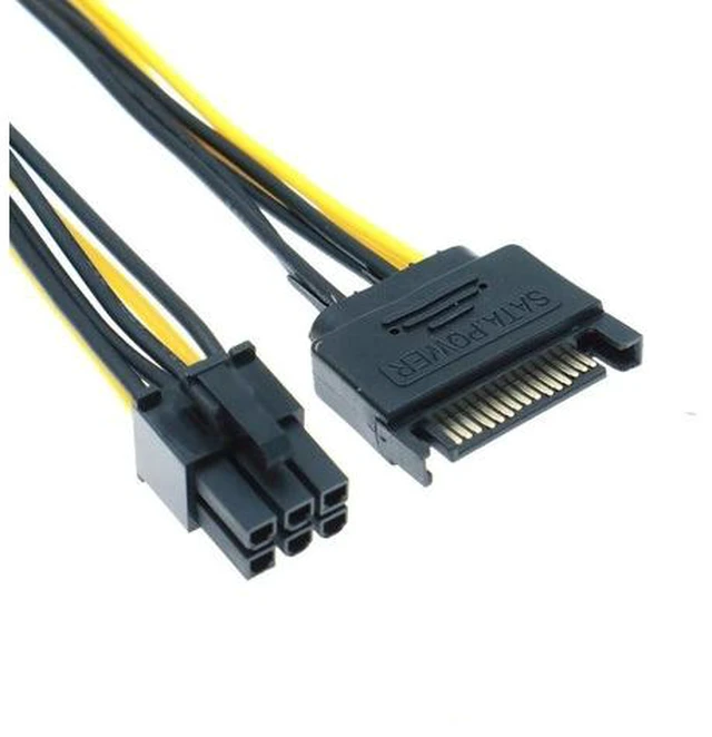 Main image of SATA 15Pin Male to 6Pin Male Graphics Card Power Cord, SATA Powered by Power Supply Cable,15P to 6P Reverse Power Supply Cable