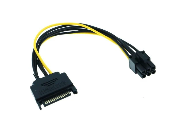 Alt view image 3 of 6 - SATA 15Pin Male to 6Pin Male Graphics Card Power Cord, SATA Powered by Power Supply Cable,15P to 6P Reverse Power Supply Cable