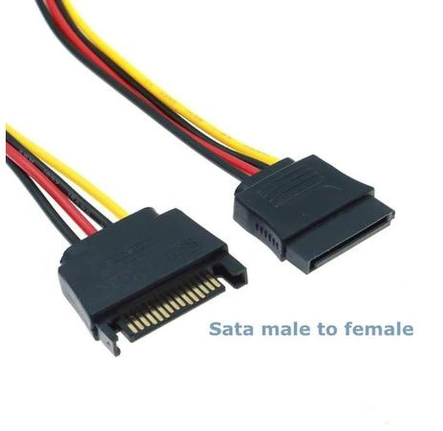 Main image of 11.8 Inch 15 Pin SATA Power Extension Cable - SATA Power Male to Female Extender - Hard Drive Power Cable, SSD Power Cable