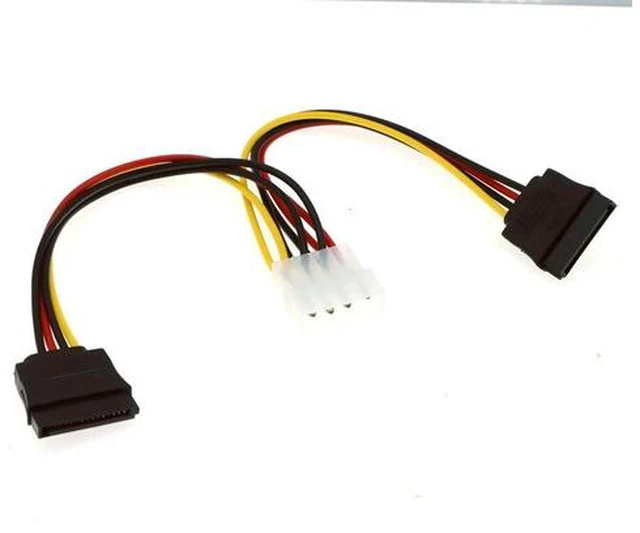 Main image of 0.2m 4-pin Molex IDE Female to two 15-pin Serial ATA Female Power Cables, Suitable for SATA SSD D Plug SATA Conversion Cable