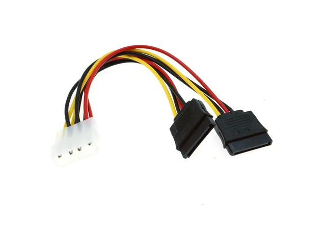Alt view image 2 of 6 - 0.2m 4-pin Molex IDE Female to two 15-pin Serial ATA Female Power Cables, Suitable for SATA SSD D Plug SATA Conversion Cable