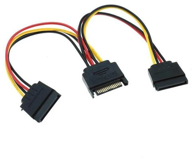 Alt view image 6 of 6 - 0.2m SATA II Computer Case 15Pin SATA Male to 2 Female 15Pin Power Hard Disk Distributor 1 to 2 Extension Cable