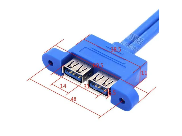 Alt view image 3 of 3 - 30cm 50cm PC Mainboard 20 pin to Dual USB 3.0 Ports Express Cable Motherboard 2 USB3.0 Panel Bracket Extension cable