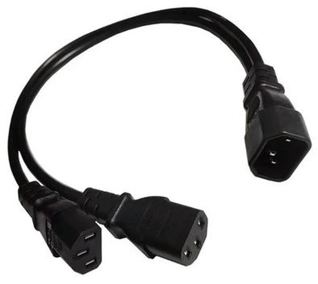Main image of IEC 320 C14 Male Plug to 2xC13 Female Splitter Power Cord C14 to 2 Way C13 Power Adapter Cable for UPS Server 0.5m
