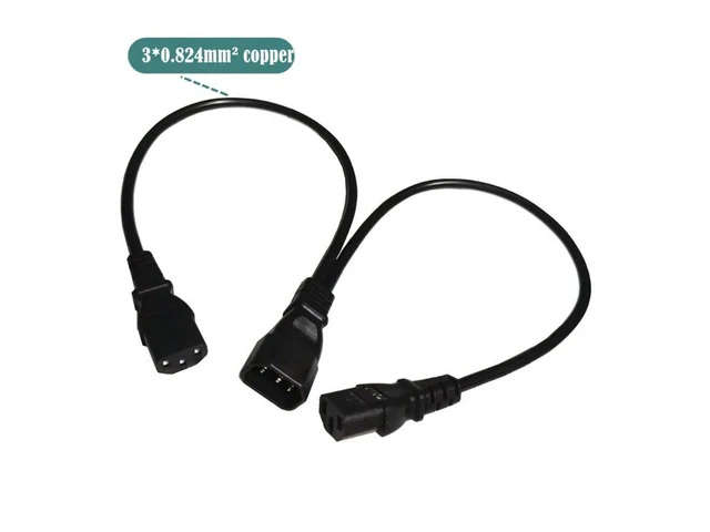 Alt view image 3 of 7 - IEC 320 C14 Male Plug to 2xC13 Female Splitter Power Cord C14 to 2 Way C13 Power Adapter Cable for UPS Server 0.5m
