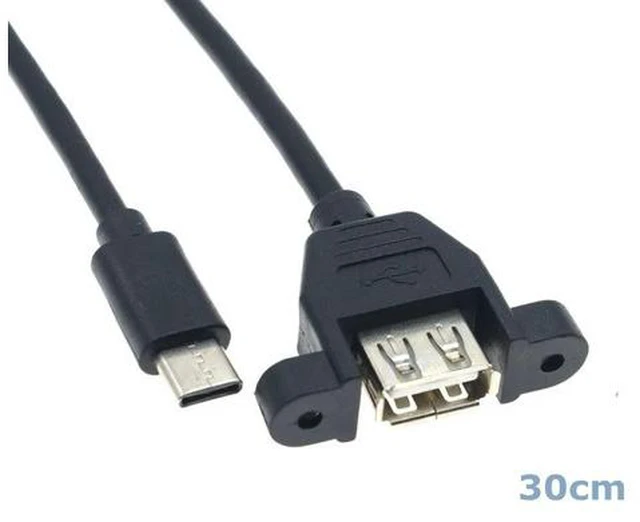 Main image of 30CM USB3.1 Type-c Male to USB 2.0 Female With Screw Holes to Fix the Chassis Motherboard to OTG Extension Cable