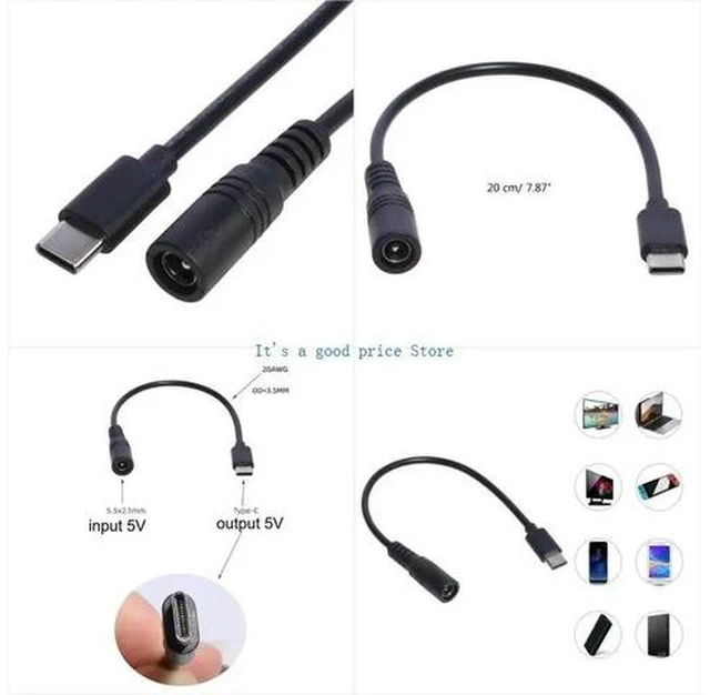 Main image of USB C Male to DC5.5X2.1mm Female Power Extension Cable Charging Cord