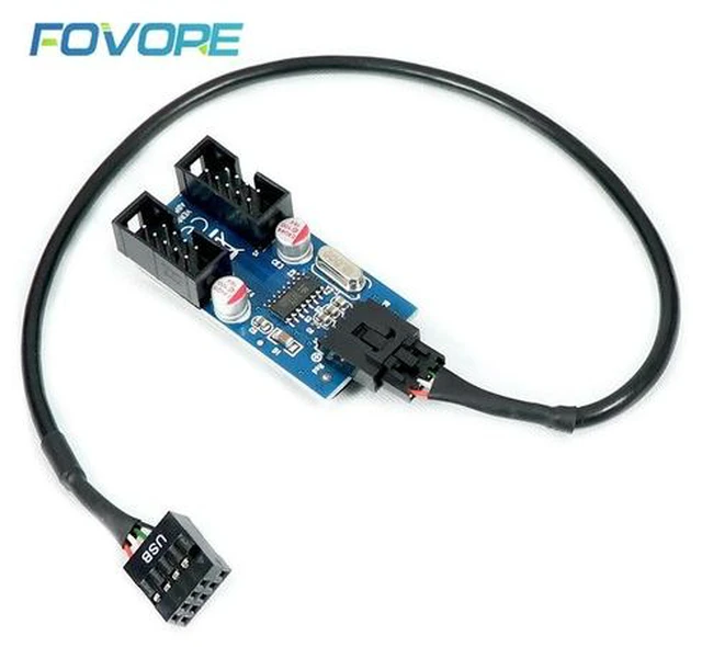 Main image of USB Hub USB Splitter USB2.0 9Pin to Dual 9Pin Hub Adapter Riser Motherboard USB 9Pin Header Connector 1 to 2 Extension Cable