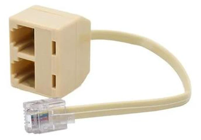 Main image of RJ11 to 6P4C Cable Converter 1 In 2 Out Wire Splitter Telephone Ethernet Cord Adapter Landline Male to Female Plug Separator