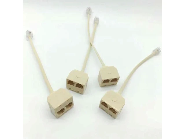 Alt view image 2 of 6 - RJ11 to 6P4C Cable Converter 1 In 2 Out Wire Splitter Telephone Ethernet Cord Adapter Landline Male to Female Plug Separator