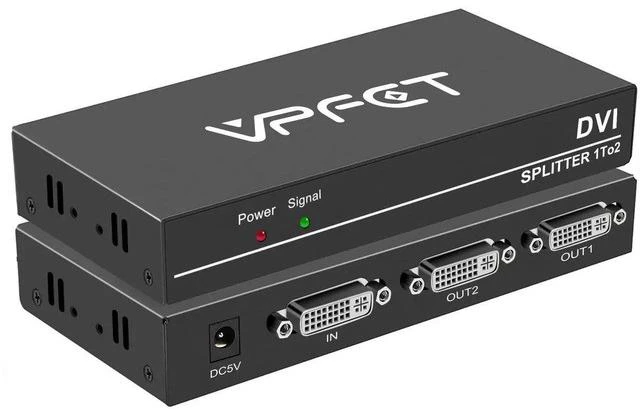 Main image of 1 in 2 Out DVI Splitter, 2 Port DVI Video Distribution Duplicator, 4K2K Resolution Support with Automatic EDID Copy Function for Dual Monitor Setup