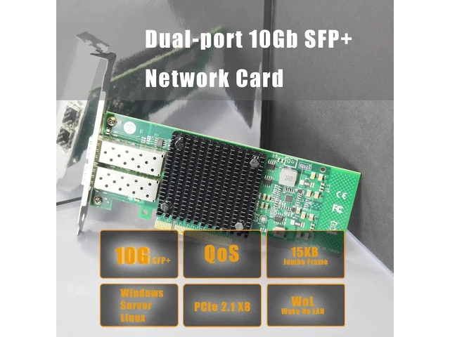 Alt view image 7 of 7 - ST7268 2-Port 10Gb SFP+ Ethernet Network Card, Intel 82599ES Controller, PCIe 2.0 X8 LAN Adapter, Compatible with Windows 11/10, Server, Linux, VMware ESXi, Non-Mac OS