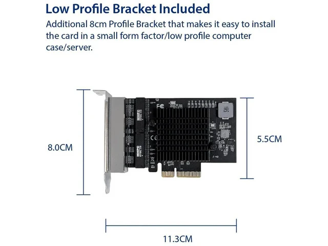 Alt view image 5 of 6 - Quad 2.5G PCIe Network Card, 4 Ports RJ45 Ethernet NIC with Realtek RTL8125 Chip, 10/100/1000/2500Mbps PCI Express LAN Adapter Black SI-PEX24077