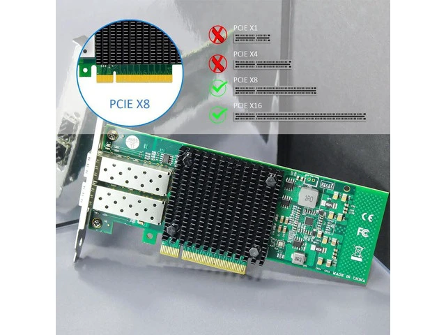 Alt view image 2 of 7 - ST7268 2-Port 10Gb SFP+ Ethernet Network Card, Intel 82599ES Controller, PCIe 2.0 X8 LAN Adapter, Compatible with Windows 11/10, Server, Linux, VMware ESXi, Non-Mac OS