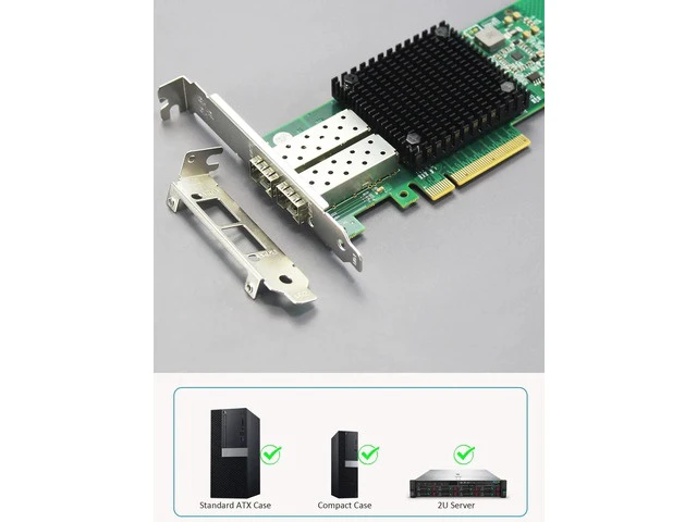Alt view image 4 of 7 - ST7268 2-Port 10Gb SFP+ Ethernet Network Card, Intel 82599ES Controller, PCIe 2.0 X8 LAN Adapter, Compatible with Windows 11/10, Server, Linux, VMware ESXi, Non-Mac OS
