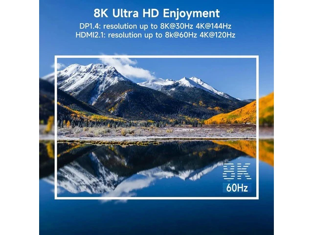 Alt view image 4 of 7 - 4 Port Triple Monitor KVM Switch 8K@60Hz 4K@144Hz, HDMI + 2 DisplayPort KVM Switcher for 4 Computers, Share 3 Displays & 4 USB3.0 Ports, Support Extended & Mirror Display Mode