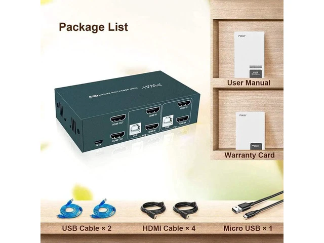 Alt view image 6 of 7 - 2 Port Dual Monitor HDMI KVM Switch Box, 4K@30Hz USB 2.0 Hub KVM Switcher, Hotkey Switch Supported for 2 Computers Share Dual Monitor Keyboard Mouse