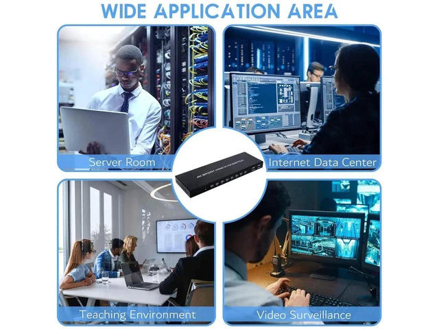 Alt view image 3 of 5 - 8 Port HDMI KVM Switch, 4K@30Hz 8 in 1 Out KVM Switcher Share 1 Monitor & 4 USB Devices, IR Remote Control Included with 8 HDMI Cables